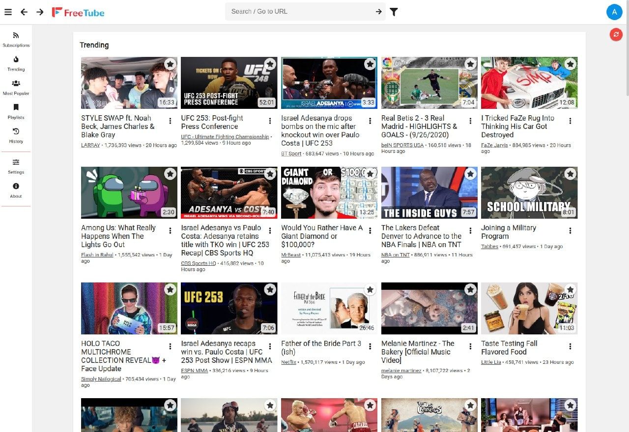 Плеер FreeTube ​​Используйте YouTube без рекламы