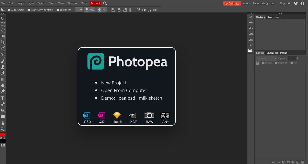 Photopea свободный онлайн графический редактор