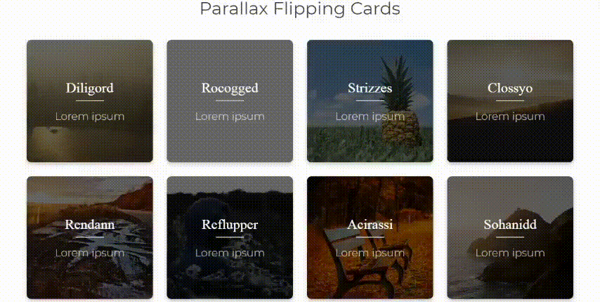Parallax Flipping Cards параллакс