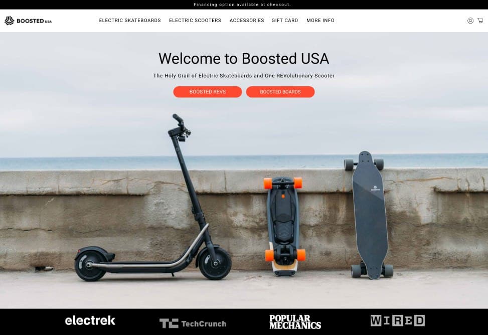 Figma макет магазин электрических скейтбордов и скутеров