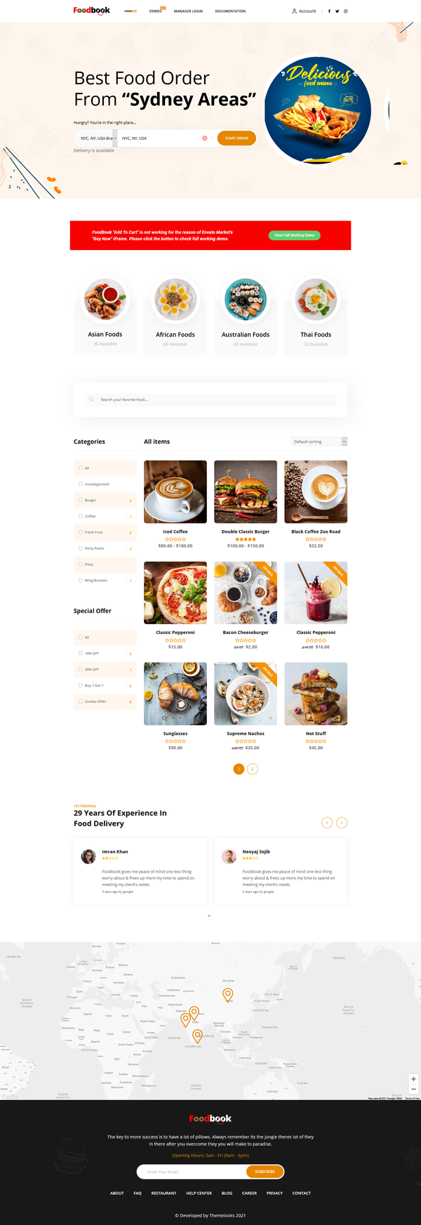 Онлайн система заказа еды FoodBook для WordPress